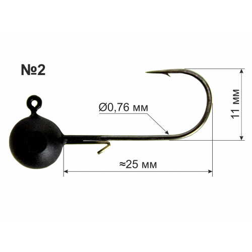 Джиг-головка вольфрам new black #2 - 2