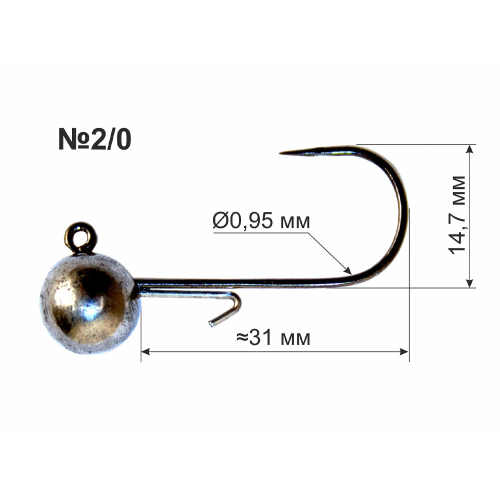Джиг-головка вольфрам #2/0 - 2