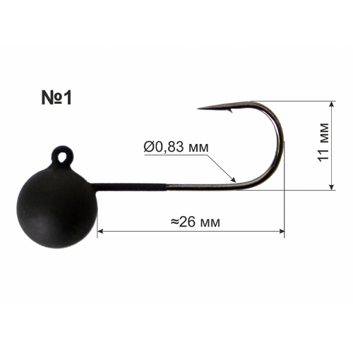 Джиг-головка вольфрам classic black #1 - 2